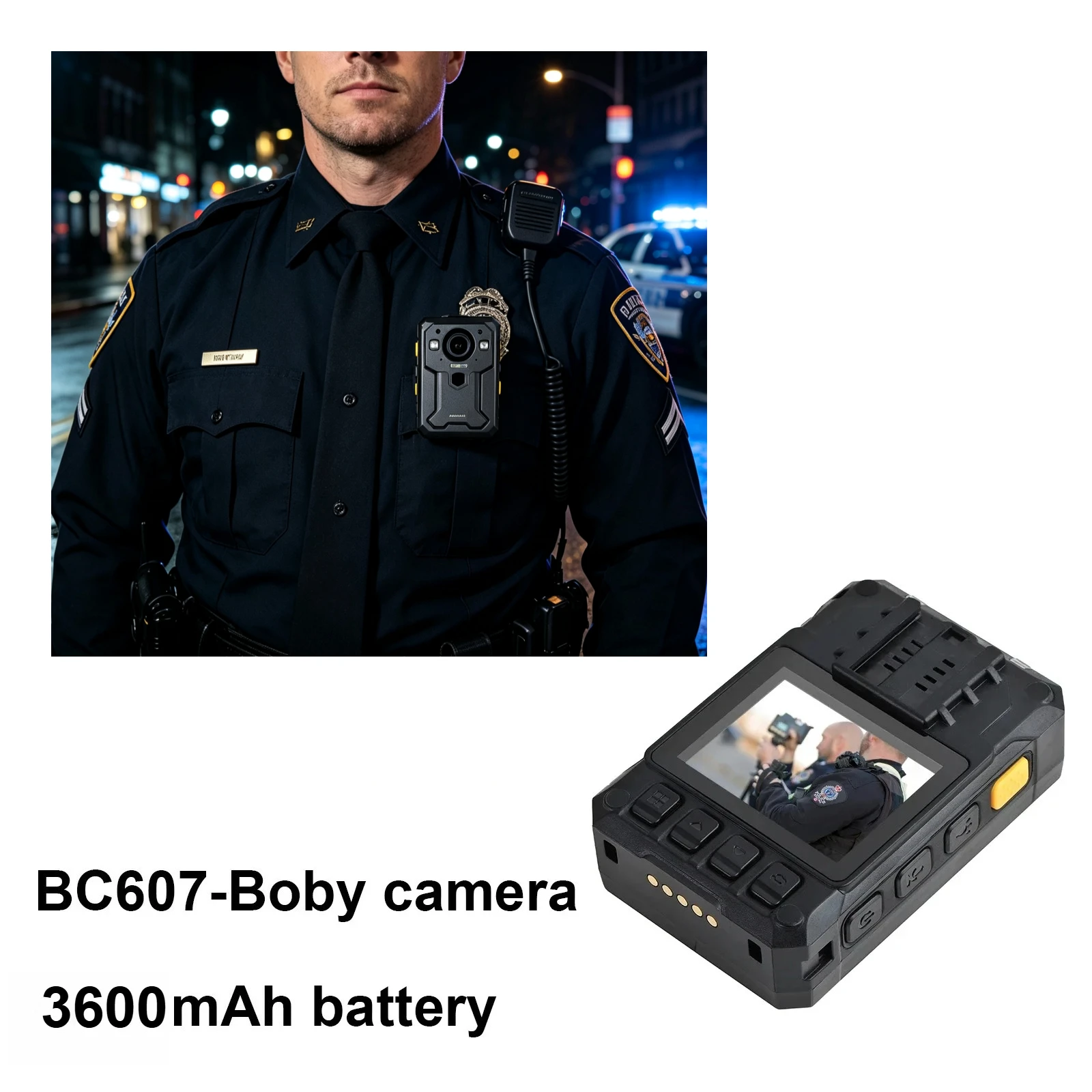 BC607 Body Worn Camera HD 1440P 4G WiFi GPS Real‑time Live Streaming Intercom IP67 Waterproof  Body Camera