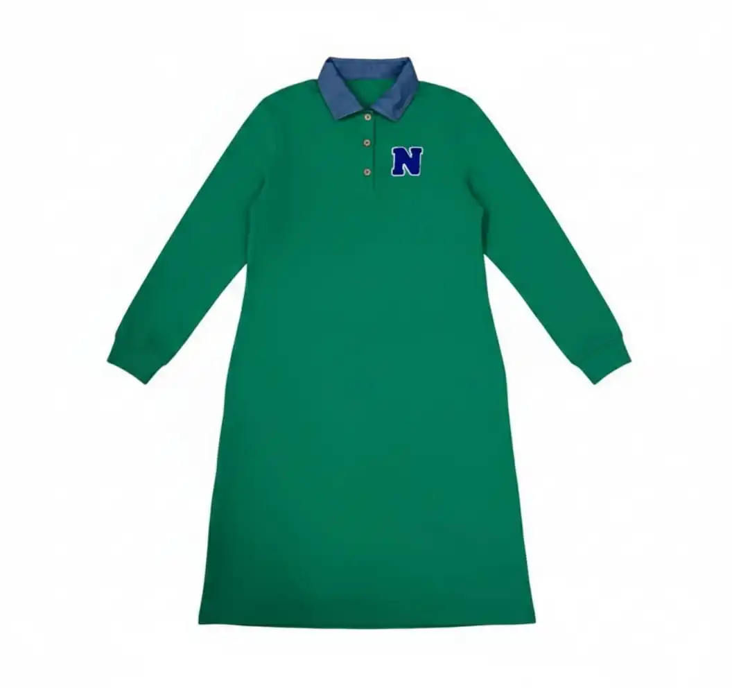Mali's Ss Green Polo Collection – Long Sleeve Dress