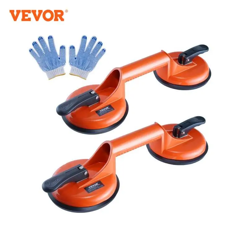 

VEVOR 4.7" 2 Pack 330 lbs Glass Vacuum Suction Cup Vacuum with Aluminum Handle for Glass Granite Tile Metal Wood Panel Lifting