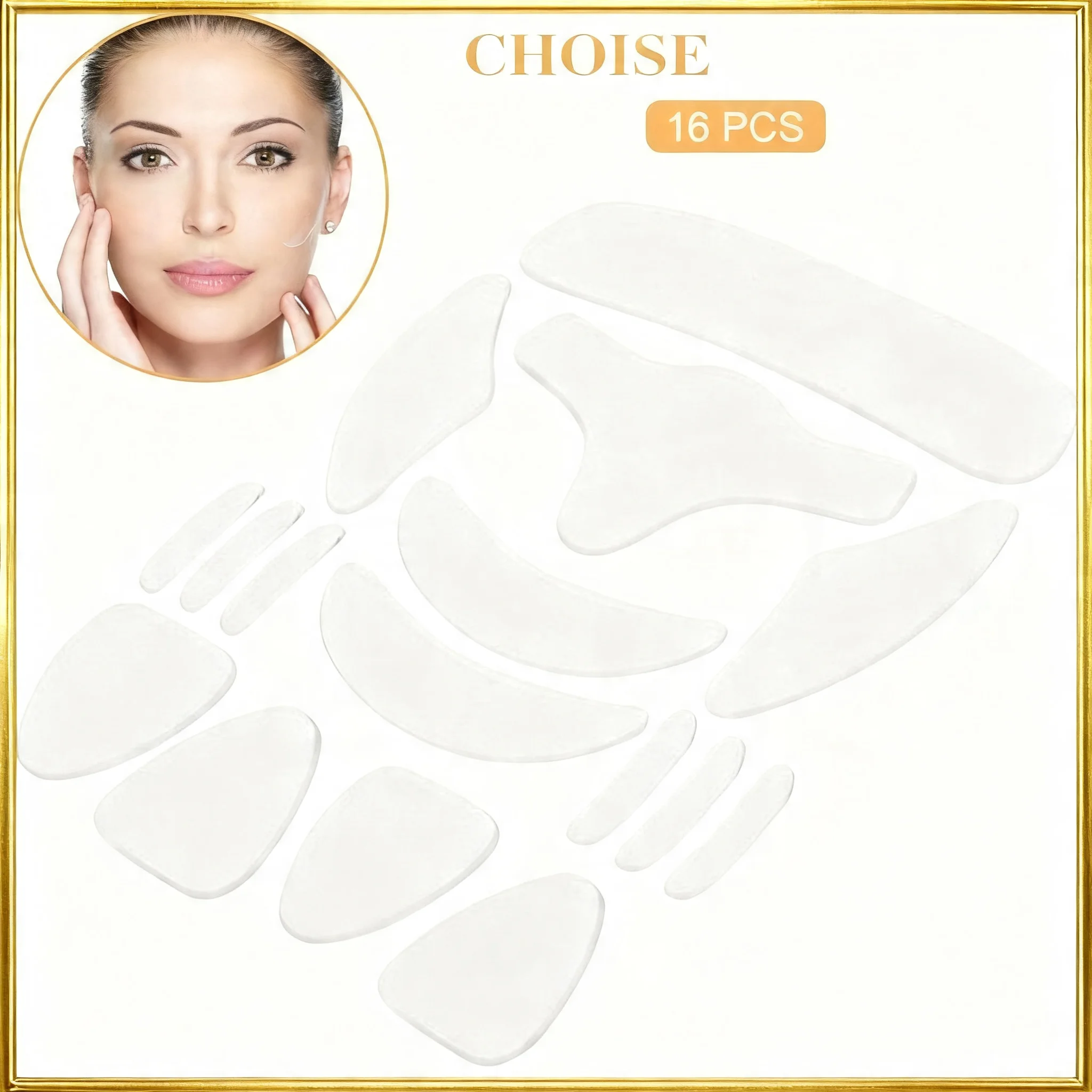 16Pcs Reusable Silicone Face Patch Set Anti Wrinkle Patches For Face Neck Forehead Eye Cheek Chest Pads Beauty Tools