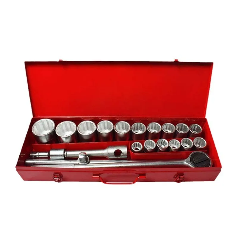 21-Piece heavy-duty sleeve set set, machine repair, auto repair sleeve wrench combination 3/4 interface 19mm