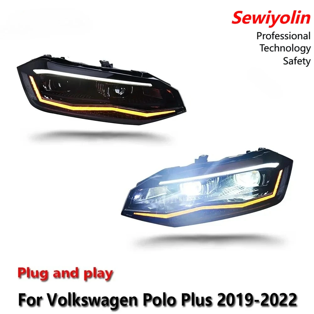 

Car LED Upgrade Headlight Accessories For VW Polo Plus 2019-2024 DRL Brake Turn Signal Lamp Plug and Play