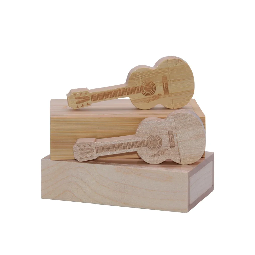 

Maple Wood Guitar USB 2.0 Flash Drive 128GB Cool Creative Gift Memory Stick 64GB With box External Storage 32GB 8GB