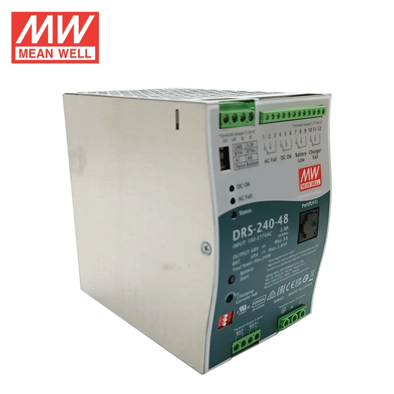 Mean Well Din Rail Voeding DRS-240-48 Noodstroomvoorzieningen (Ups) 240W 48V Voor Lood-Zuur En Lithium-Ion Batterijen