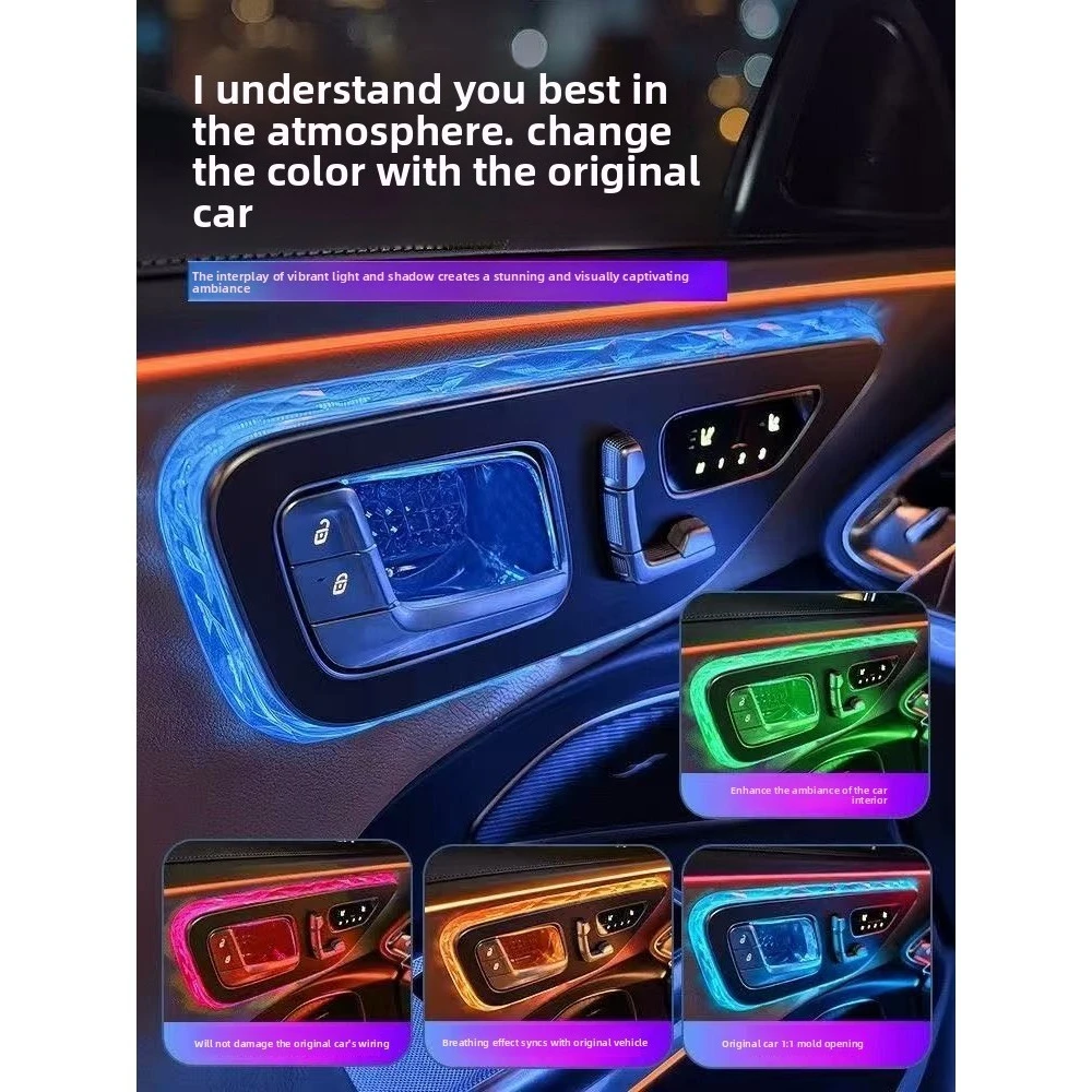 Crystal Texture Door Frame & Reading Light Frame Cover Stickers Fits Benz C GLC E Class W206 X254 W214  2/5PCS