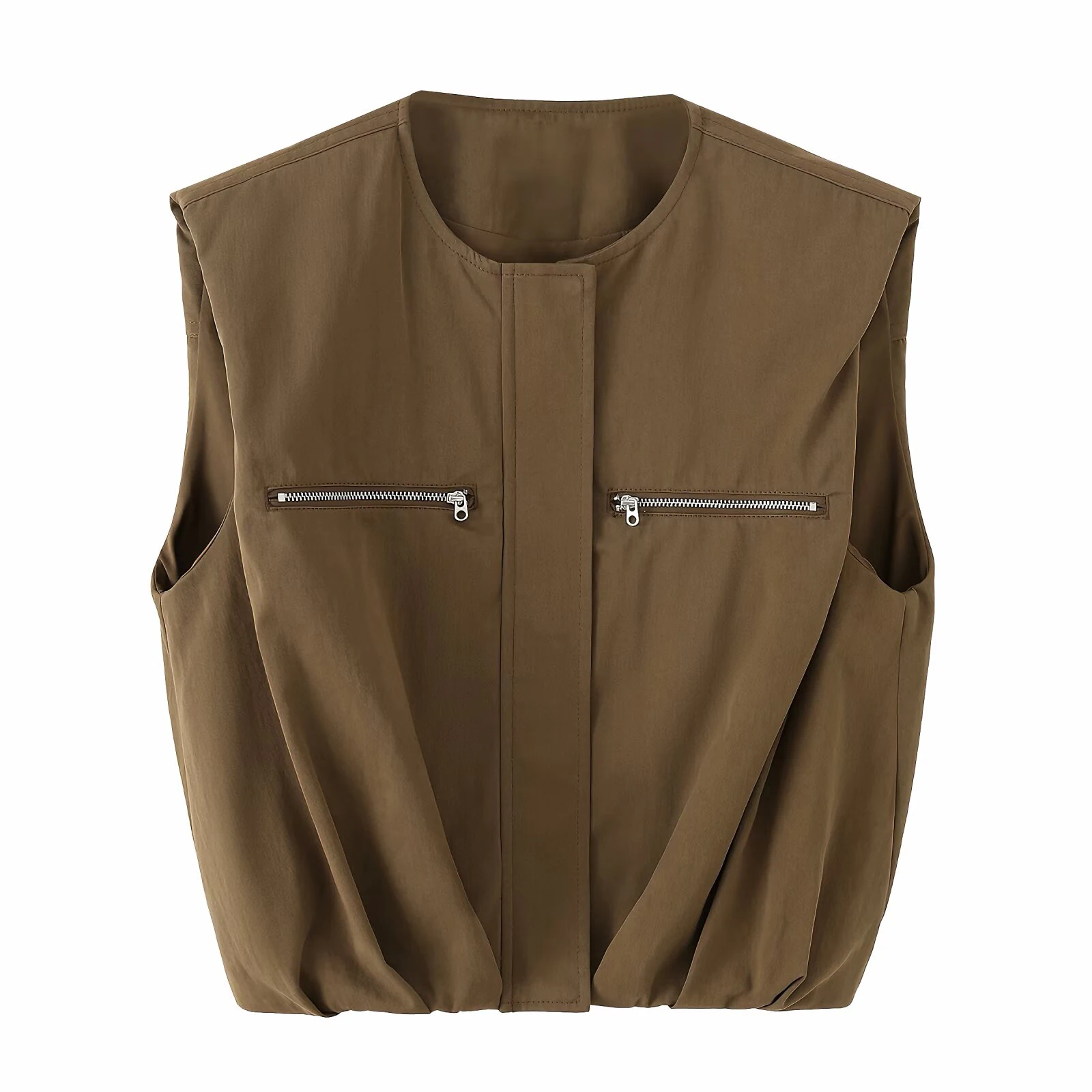 Korean style minimalist round neck sleeveless vest with a spring and autumn high-end feel, versatile and loose fitting vest
