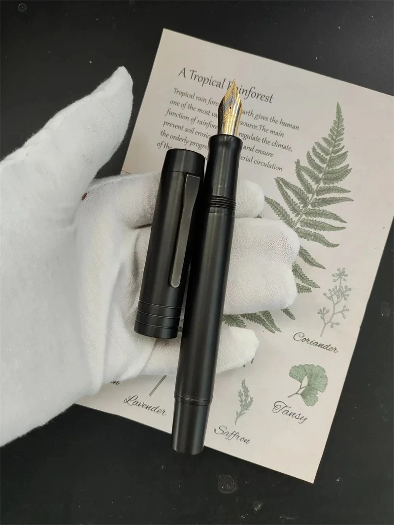 

Giant Large Tofu Black Titanium Fountain Pen Metal Jinhao NO.8 Nib Business Writing Smooth Office Gift Titanium Ink Converter