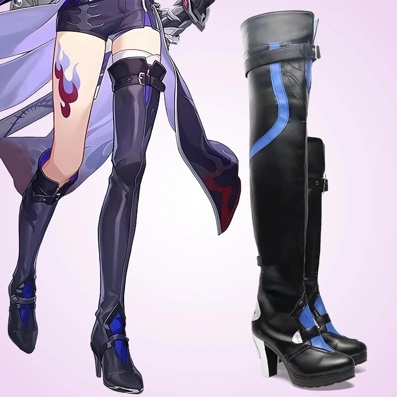 

Game Honkai Star Rail Acheron Cosplay Shoes Long Boot Martin Boots Anime Role Play Halloween Carnival Costume Outfit Party Prop