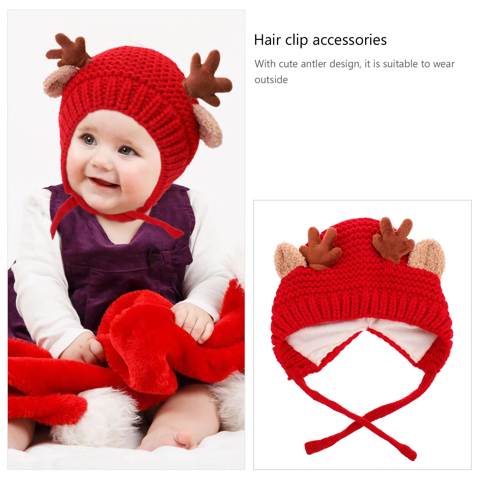 

1Pcs Christmas Antler Hat Knitted Winter Hat for Girls Premium Warm Fabric Cute 3D Design Ideal Gift for Toddlers Stylish and