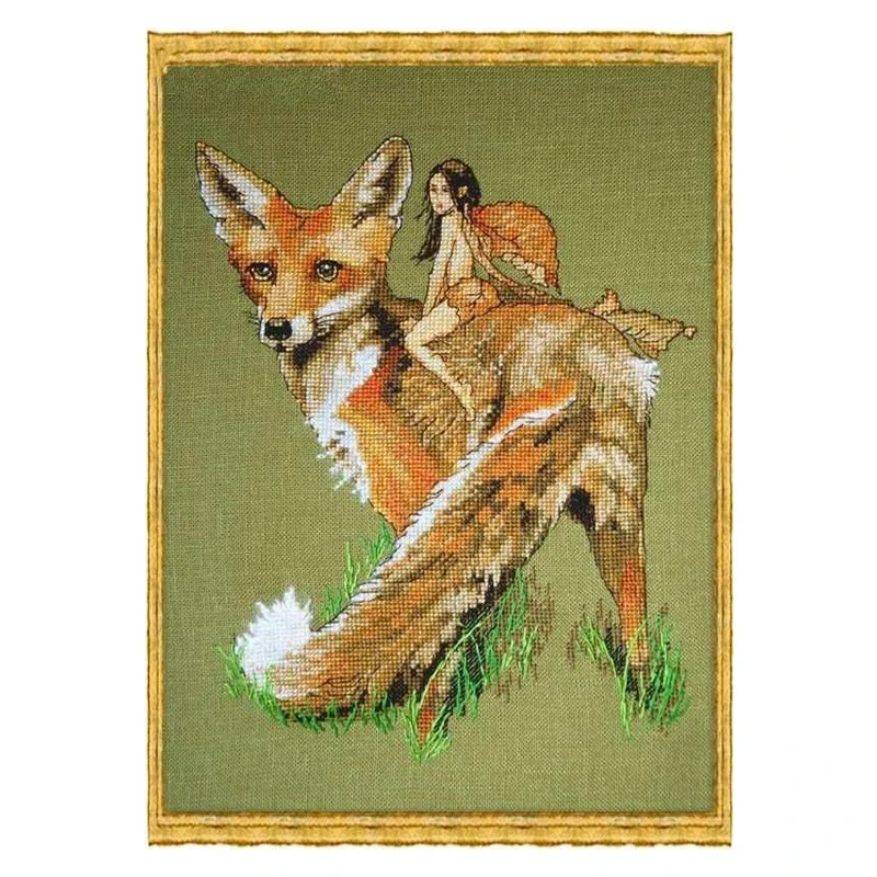 Amishop Free Delivery Top Quality Lovely Counted Cross Stitch Kit Renard Le Roux Fox Fairy Animal Nimue 4733