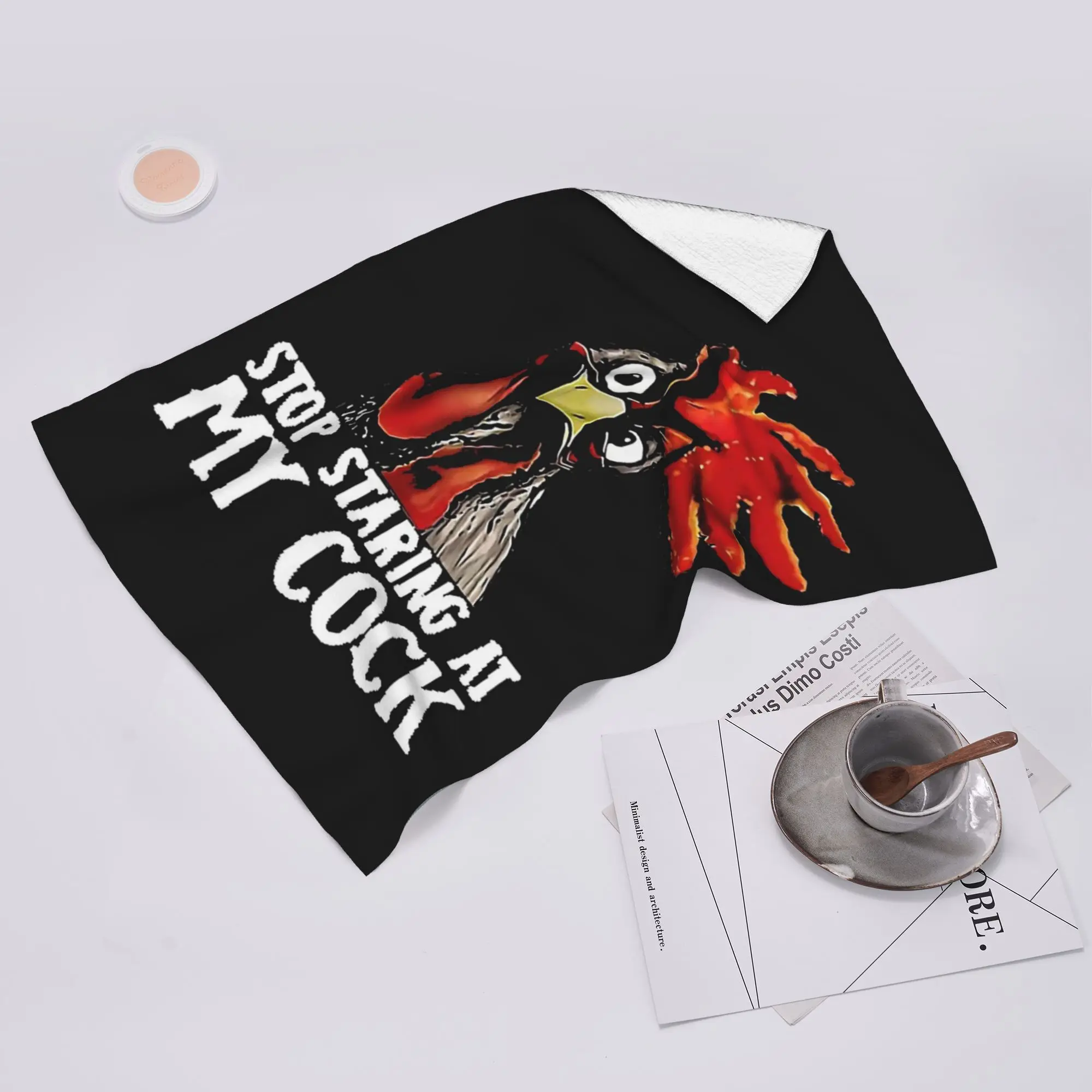 Custom Animals - Stop Staring At My Cock - Gangster Chicken Soft Face Towel Quick Dry Pool Bath Cotton Towels Absorbent Quick