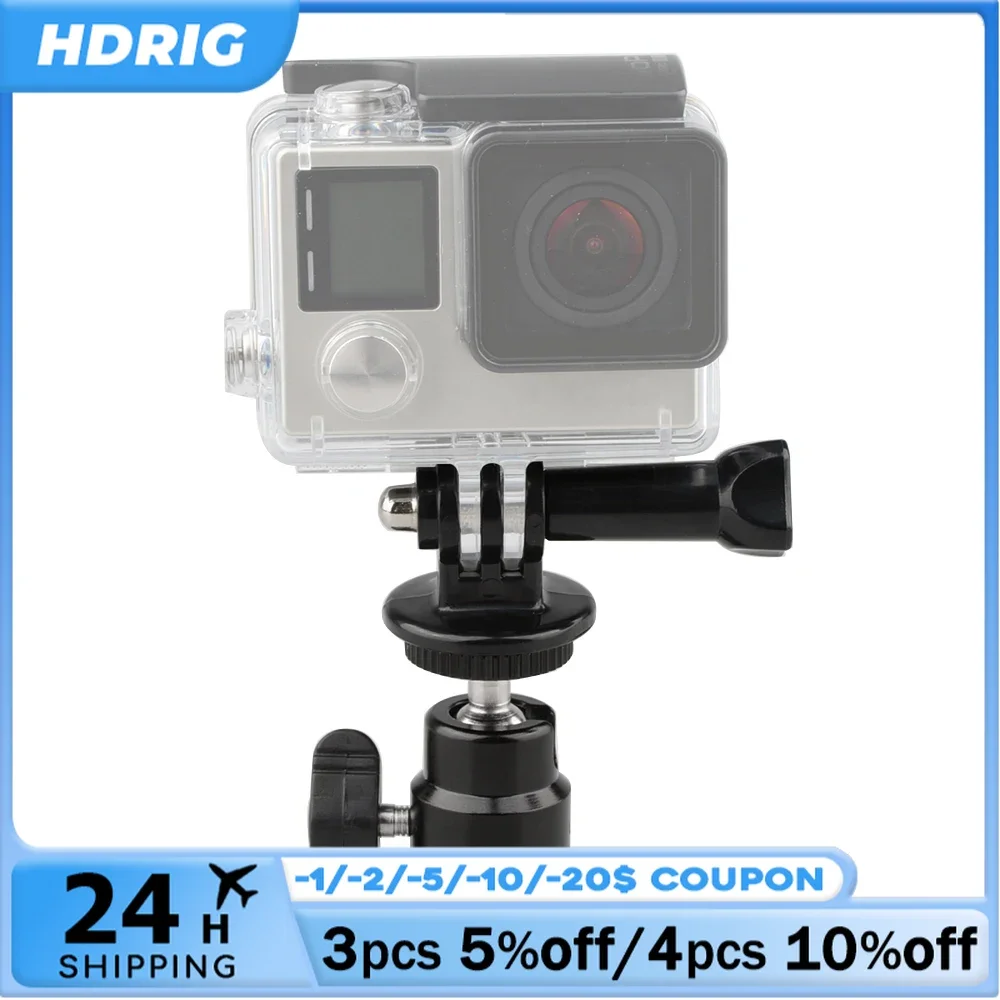 HDRIG-Adaptador de montaje para trípode, monopié con rosca hembra de 5/8 "-27 fr GoPro HD HERO 1 2 3 4