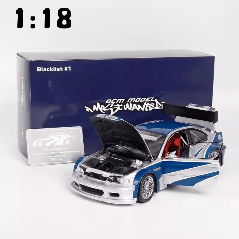 1:18 متوفر في المخزون M3 GTR E46 نموذج سيارة محاكاة مصغر مصنوع من خليط معدني، تمثال للكبار، لعبة للأولاد، هدية عيد ميلاد للأطفال
