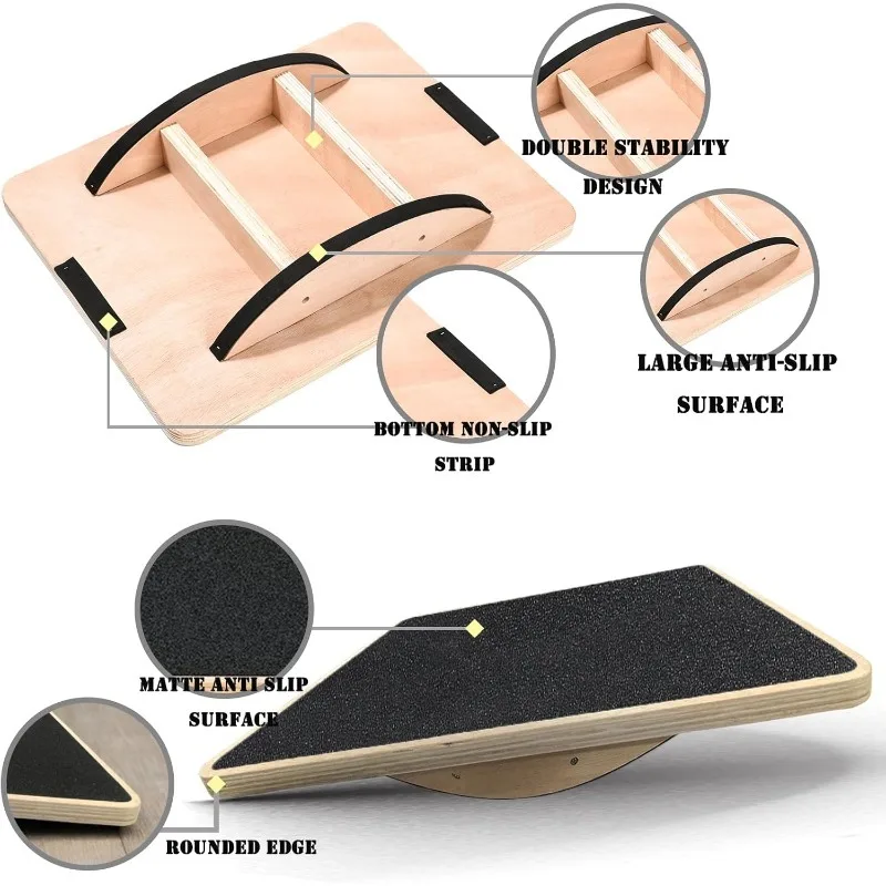 

Balance Board Wobble Board Balance Boards for Adults Anti-Slip Wooden Balance Board for Physical Therapy & Core Strength, Ideal