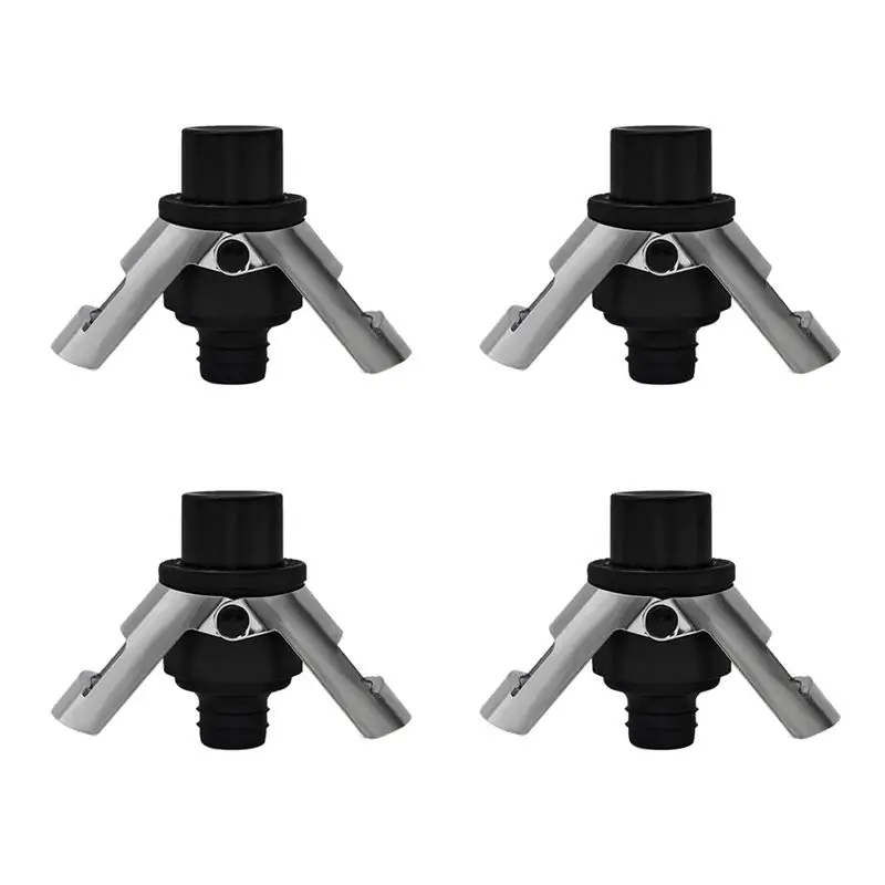 AA81-4X Stainless Steel Champagne Stopper, Champagne Bottle Stopper With Pump, Suitable For Sparkling Wine Bottles-Black