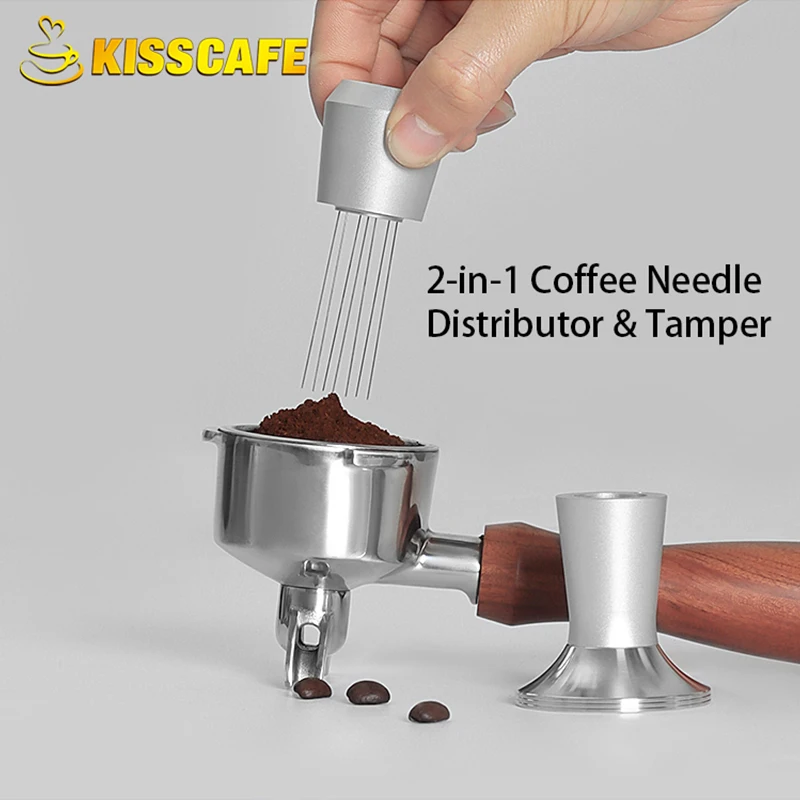 

2-in-1 Distribution Tool Coffee Tamper With Espresso Stirrer Wdt Tool Magnetic For 51MM 54MM 58MM Delonghi Barista Accessories