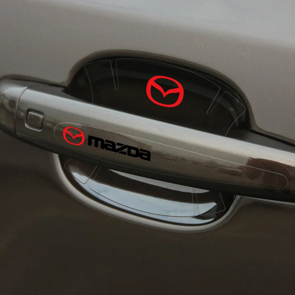 4/8 pçs transparente estilo do carro porta tigela lidar com anti-risco guarda adesivos para mazda 3 5 6 ms gg gj gh cx5 cx30 cx3 mx5 axela