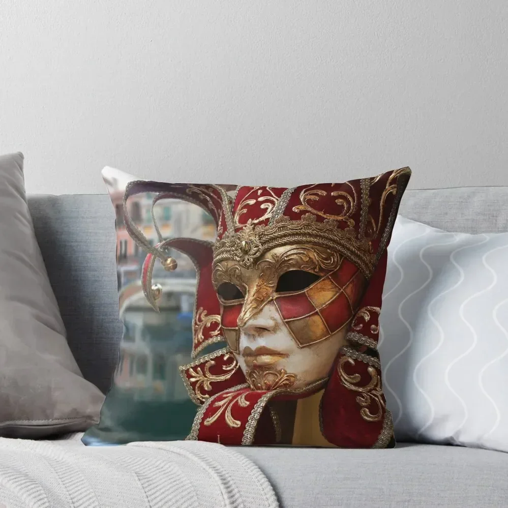 Venetian Carnival Mask, Venice canal, Venetia, Italy Throw Pillow Sofa Cushion Cover pillows decor home pillow