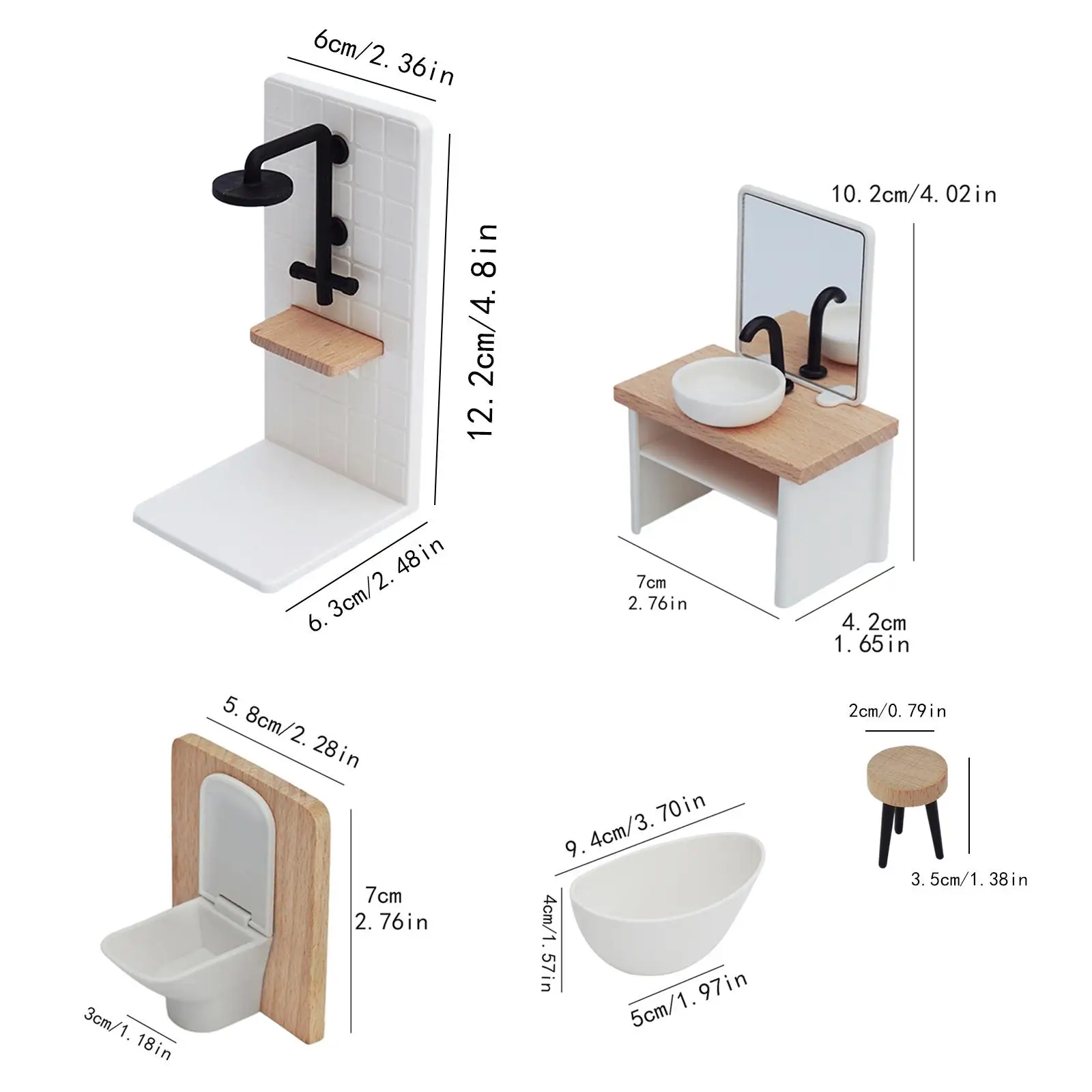 Set da bagno per casa delle bambole in scala 5x 1:12, lavabo classico per regali di compleanno per bambini