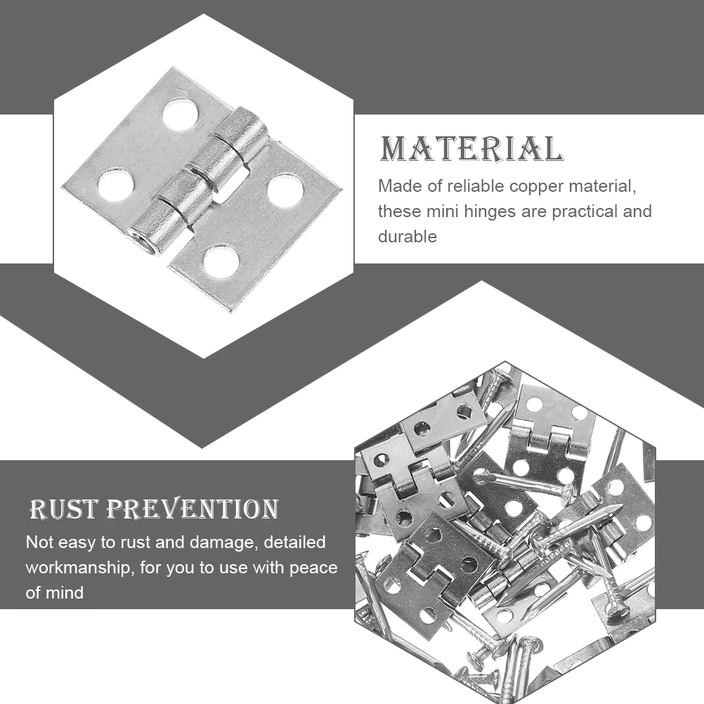 

75Pcs Copper Mini Hinges Jewelry Box Small Hinges Retro Style Durable for Crafts Wooden Cases Mini Hinge Heavy Duty Hinge