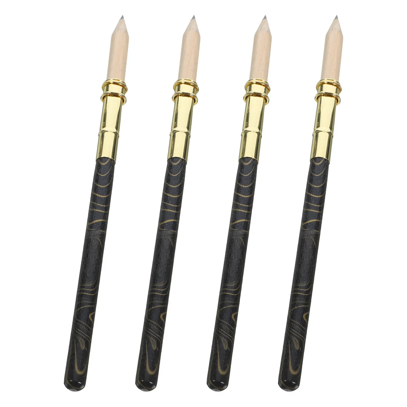 

4Pcs Bamboo Pencil Extenders Comfortable Ergonomic Holder for School Office Drawing Sketching Art Supplies Crayon Extension Tool