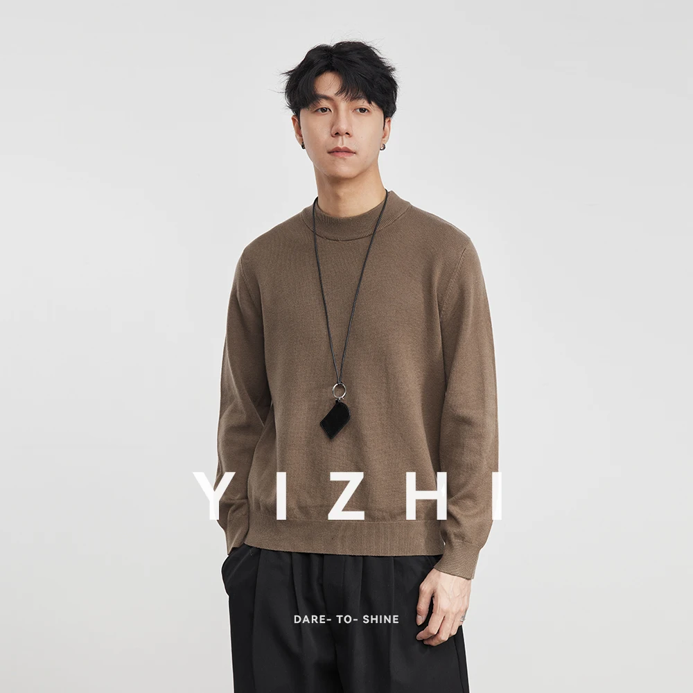 

Fashion Men's Antibacterial Half-High Neck Knit Sweater Autumn Winter 2025 New Loose Fit Inner Layer Sweater Men Pullover