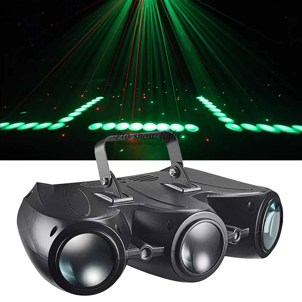 DJ Light Three Head Airship Lazer Light Projector Colorful 192LEDS RGBW Patterns Stage Effect Lights for Party Wedding Club Show