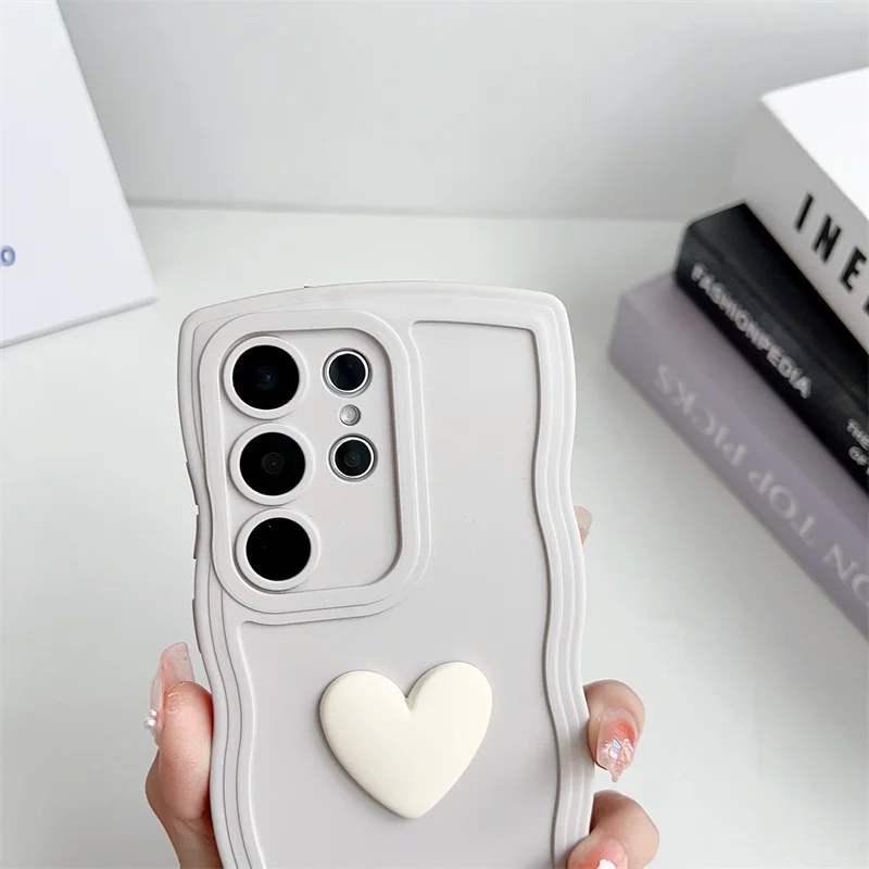 High-end sense of solid color love mobile phone case for Samsung Galaxy S24 S24Plus S24Ultra A53 A54 A72 A73 5G A52 A52S 4G 5G