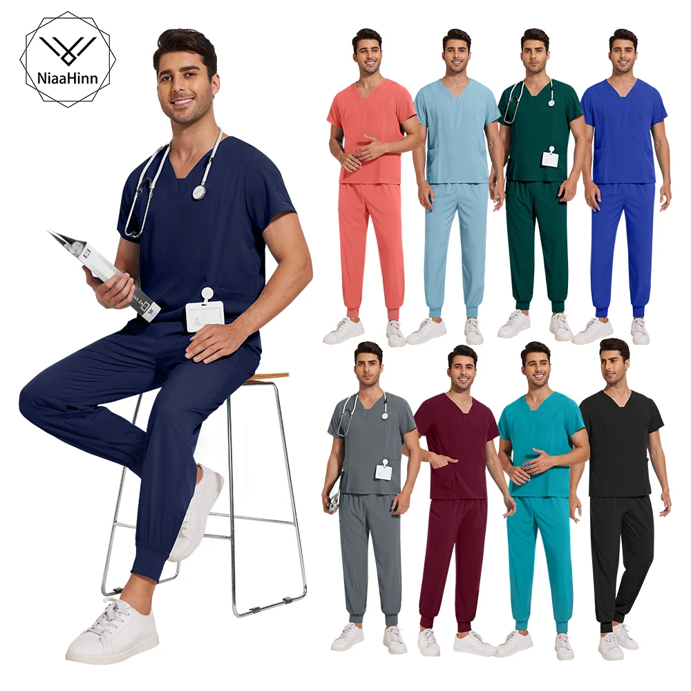 Hot Sales Nurse Scrub Uniform High Quality Short Sleeved Tops Trousers Sets Unisex Surgical Uniforms Hospital Accessories Scrubs