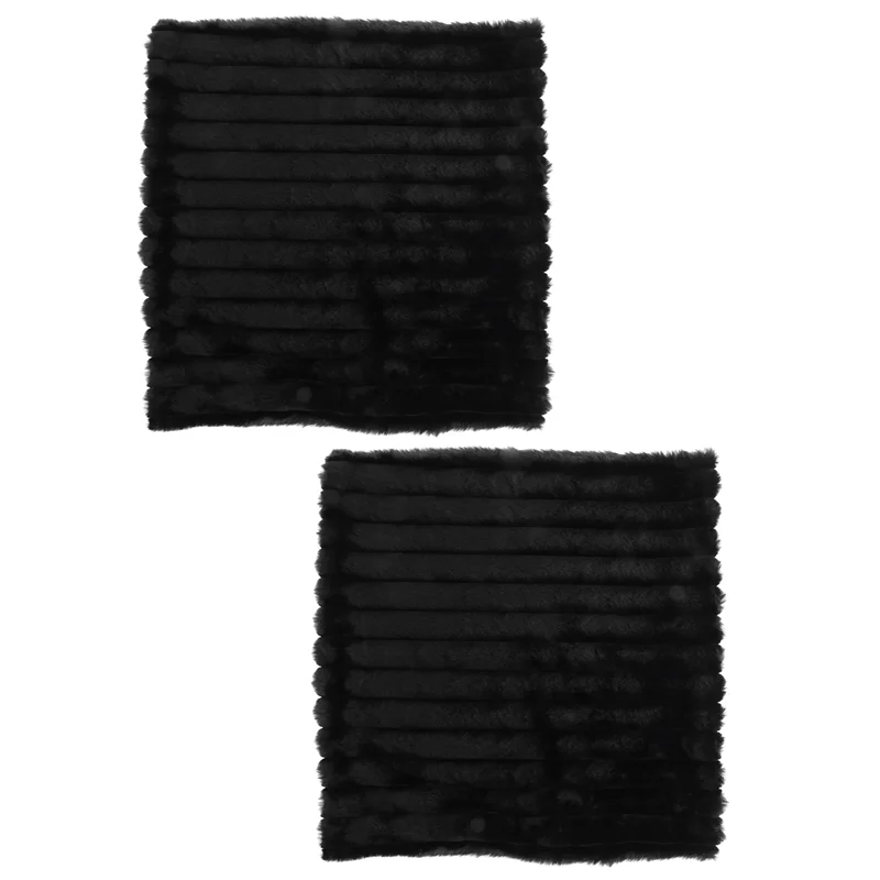 PBフェイクファーぬいぐるみブラックスローピローカバー、ふわふわストライプ枕カバー、クッションカバー、18 x 18インチ、装飾ソファ、カウチ、寝室用、B Dura