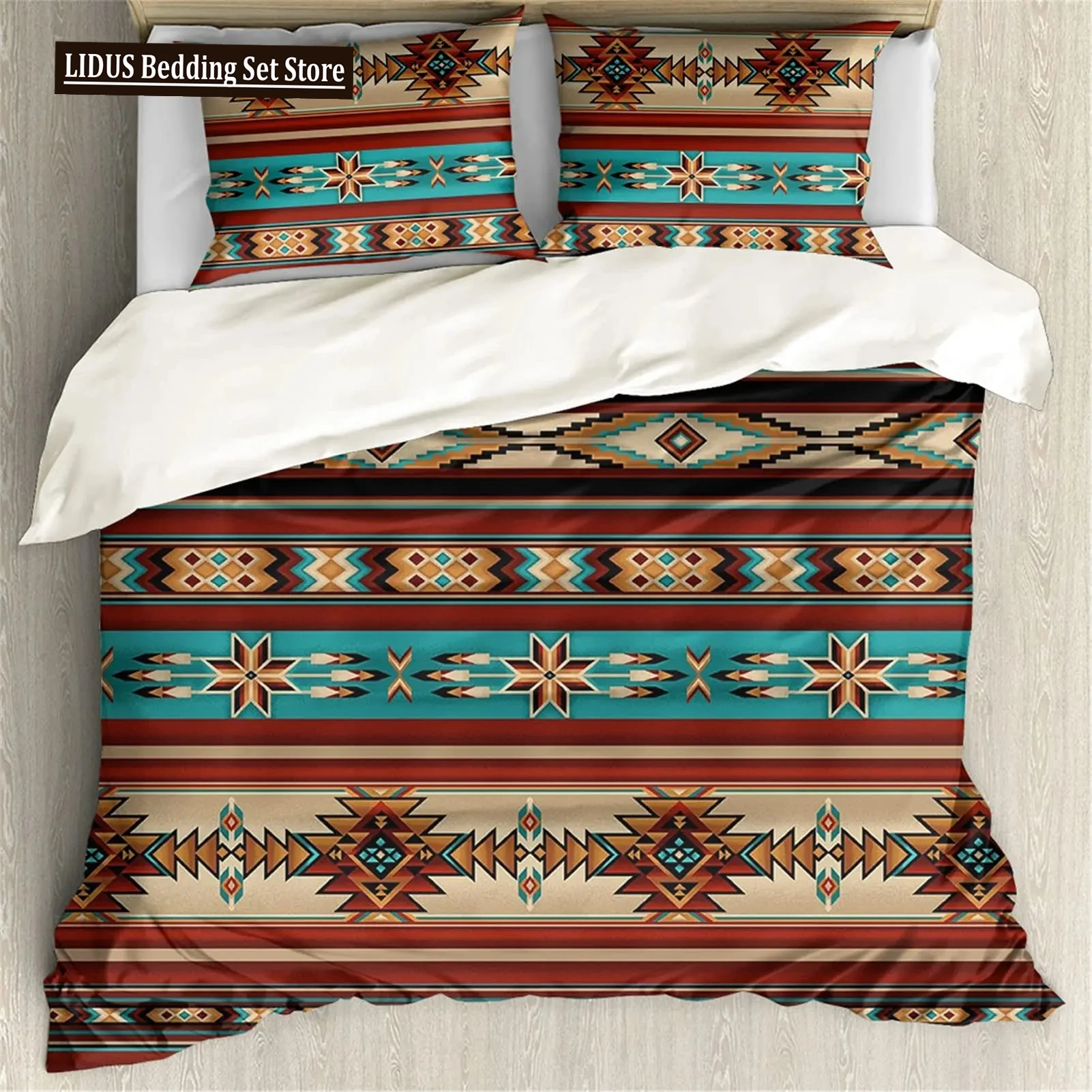 

Boho Aztec Bedding Set Full Queen King Size For Teens Adults Men Women Quilt Cover With 2 Pillow Cases Bedroom Decor 3 Piece