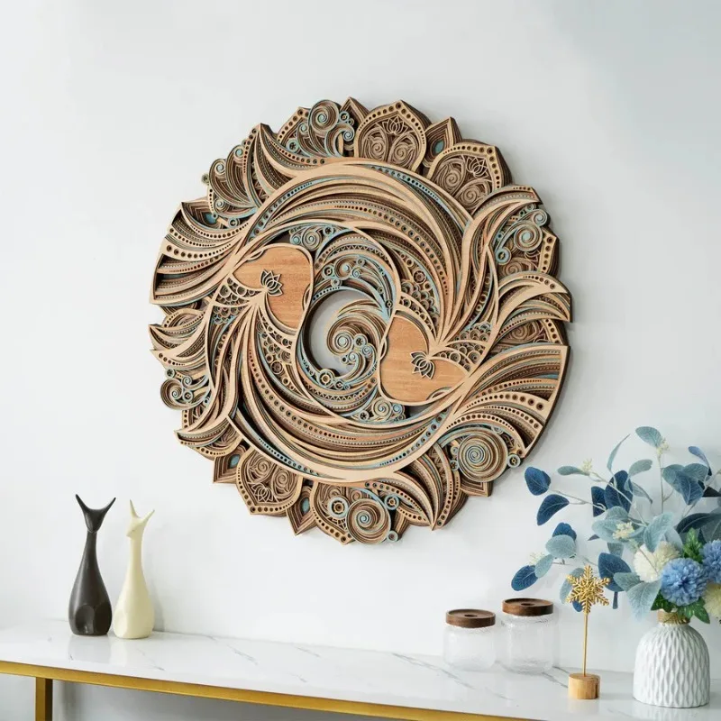 Three-dimensional relief wall decoration, living room background wall decoration, national style soft decoration
