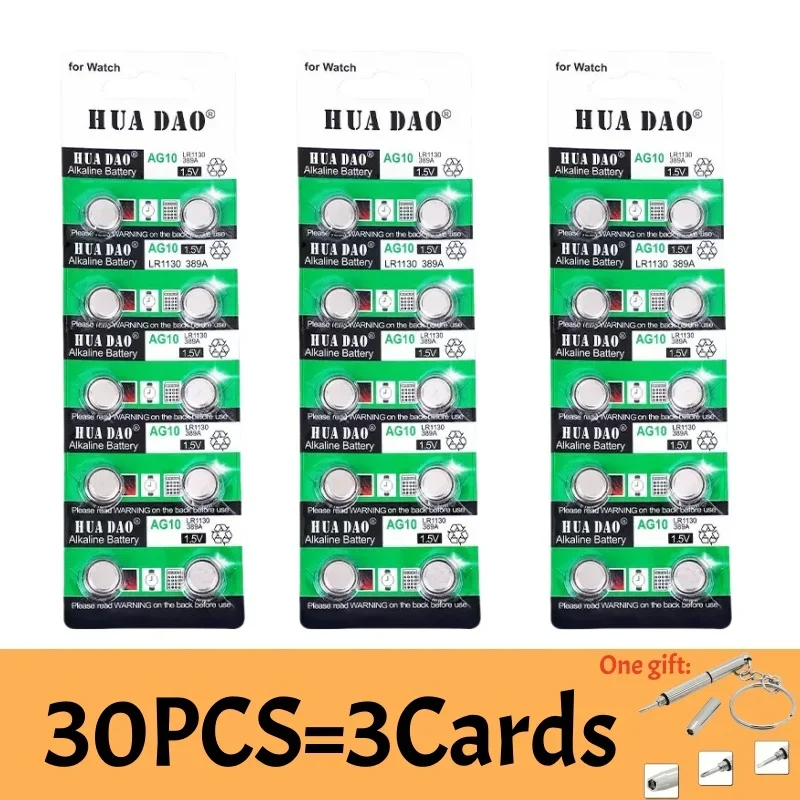 

LR1130 AG10 Button Battery LR 1130 SR1130 389A LR54 L1131 Alkaline Battery For Watch Hearing Aid Flashlight Calendar Toys Carded