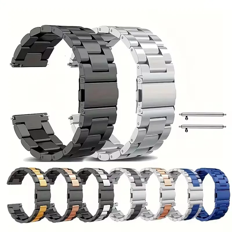 Edelstahlarmband für Samsung Galaxy Watch 7/FE/6/5 Pro/4/Classic, 20 mm, 22 mm, Metallarmband, Amazfit GTS-GTR-4-3-2e-Mini.
