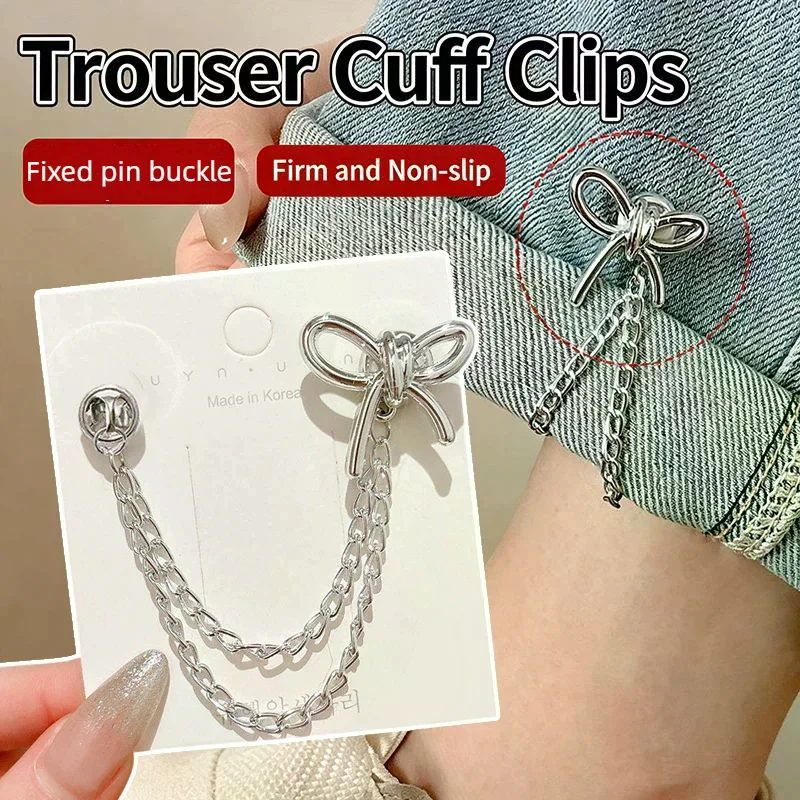 2pcs Magnetic Clothing Clip Chain Metal Jean Buttons Scarf Trouser Cuff Fixing Pins No Slip Strong Hold