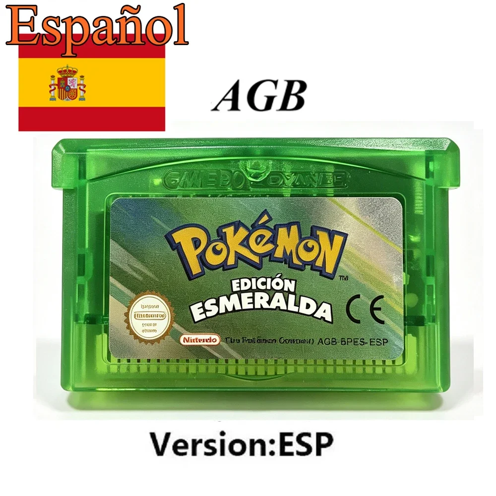 HOT España GBA Game pokémon Series 32 Bit Video Game Cartridge Console Card pokémon Emerald FireRed Ruby LeafGreen Sapphire ESP