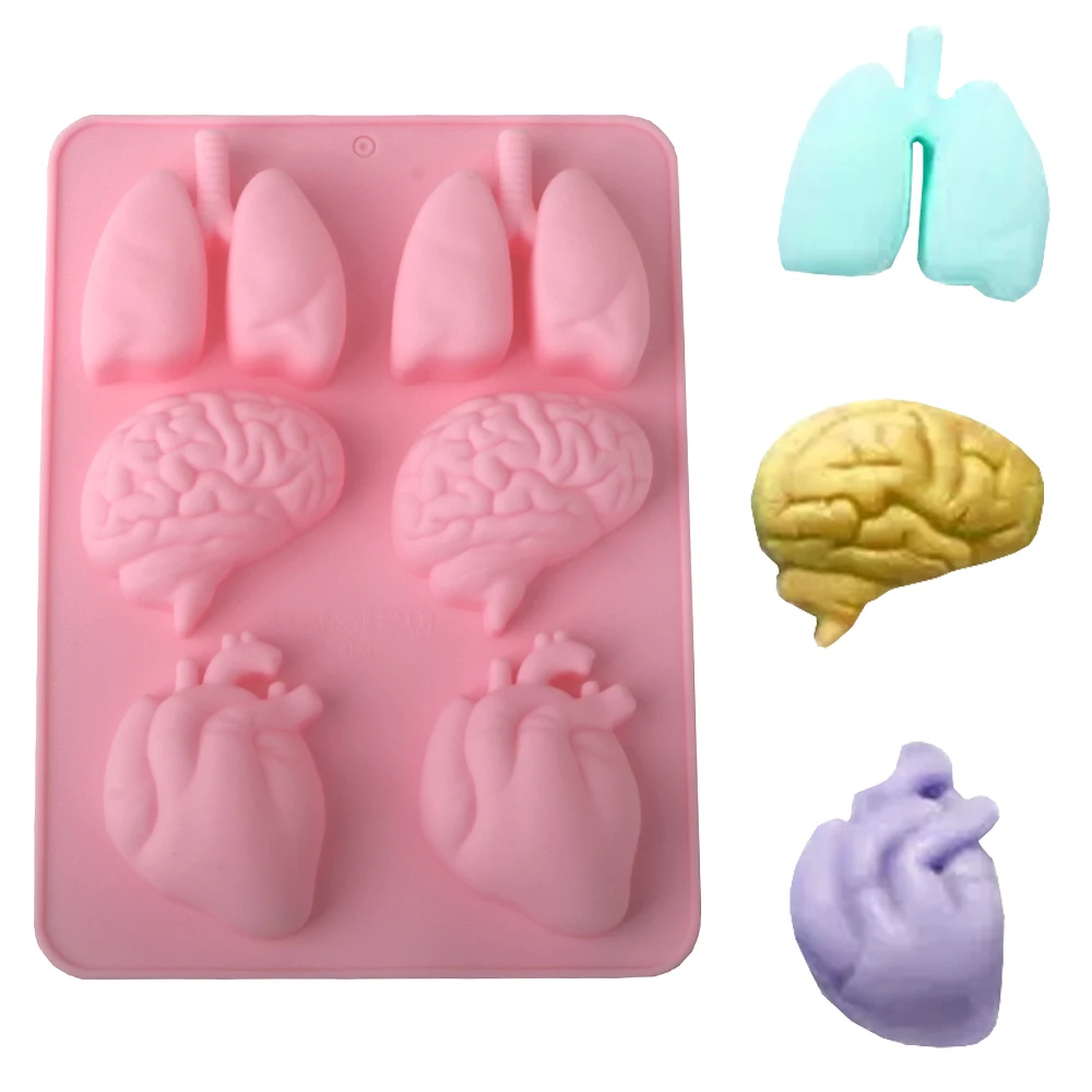 Halloween Element Skull Spider Brain Heart Lungs Design Chocolate Mold Silicone Cake Moulds Candy Dessert Tools Kitchen Bakeware