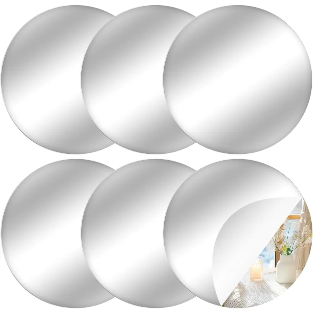 

Round Mirrors, 6 Pack Acrylic Self Adhesive Acrylic Circle Wall Mirror, for Home Wall Decor Wedding, Round Wall Mirror