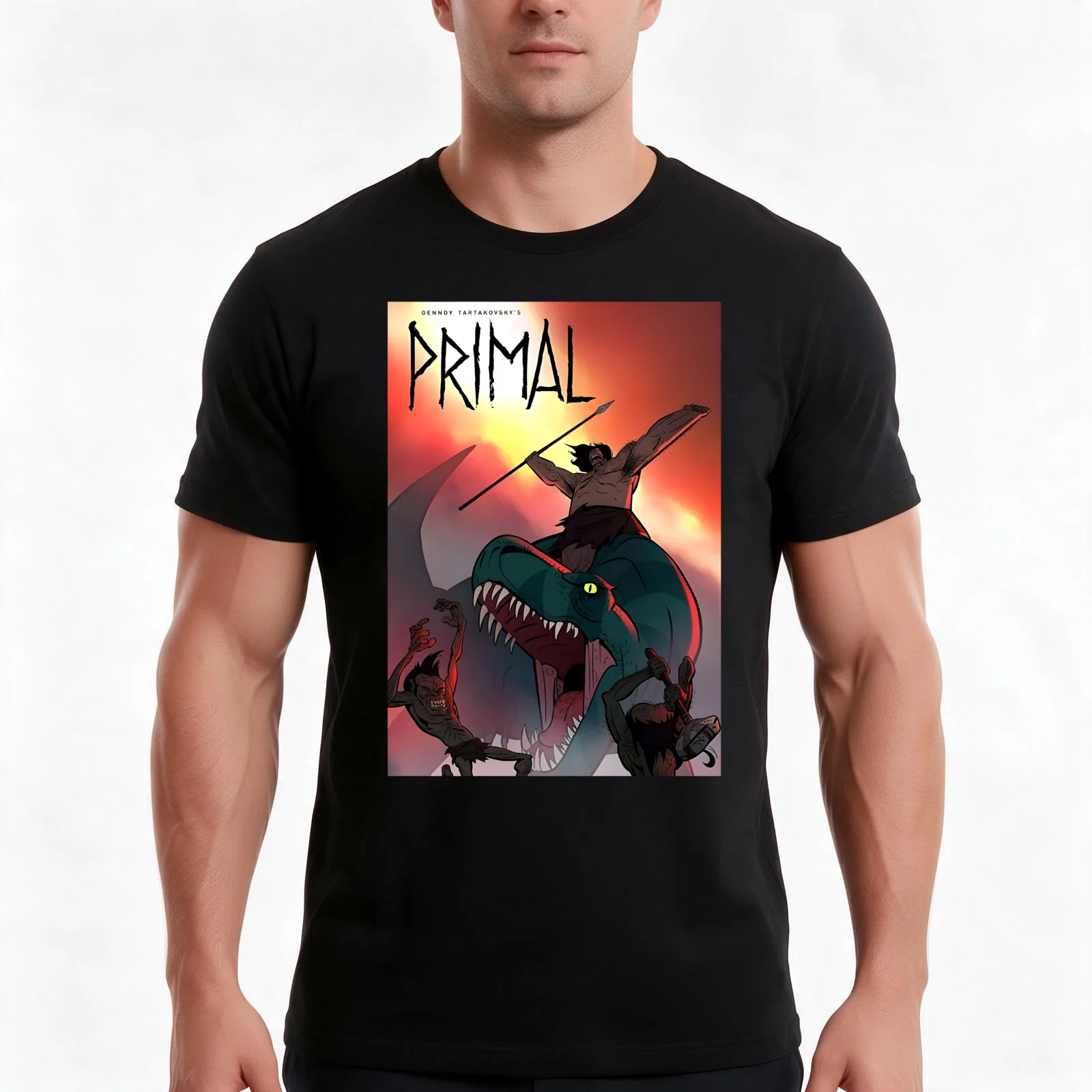 Crítica de Primal de Genndy Tartakovsky T-Shirt, Summer Casual Cotton Tee, Oversized Streetwear Tops, Vintage Graphic Print