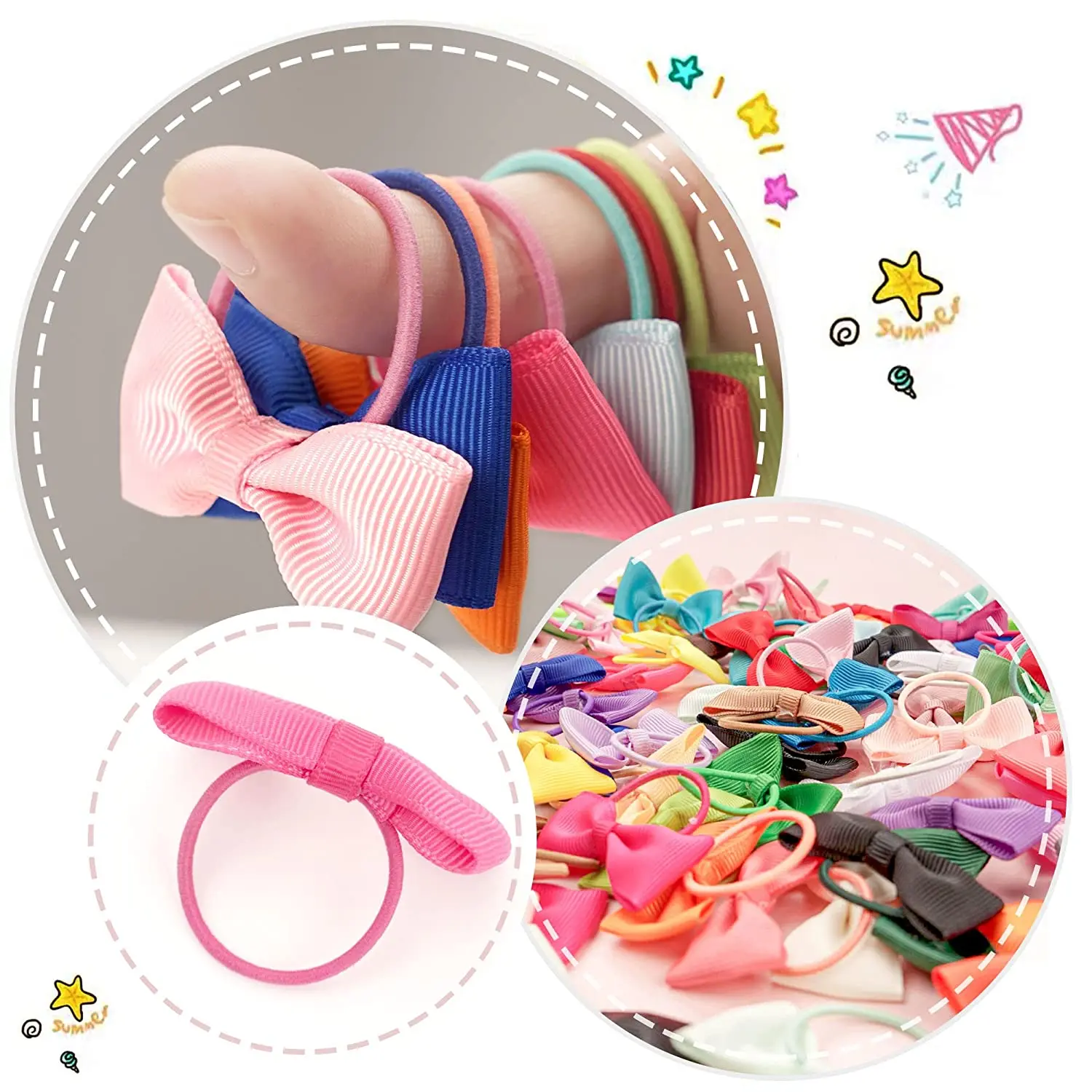 20/40Pieces 2 Inch Baby Girls Hair Bows Elastic Ties Grosgrain Ribbon Bow With Rubber Band Ponytail Holders Hair Accessories