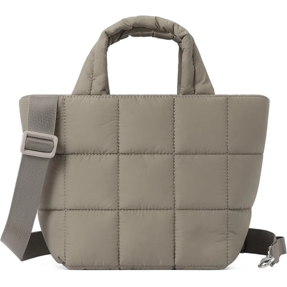 

Lightweight Quilted Tote Bag Detachable Strap Nylon Puffer Bag Multi-Pocket with Zipper Shoulder Bag Women