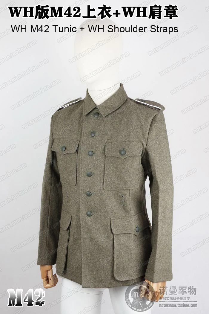 الاستنساخ تأثيري الألمانية WH M42 هير EM Fieldgrey الصوف Feldbluse الميدان بلوزة دعوى سترة مع الكتف الأشرطة والسراويل #5