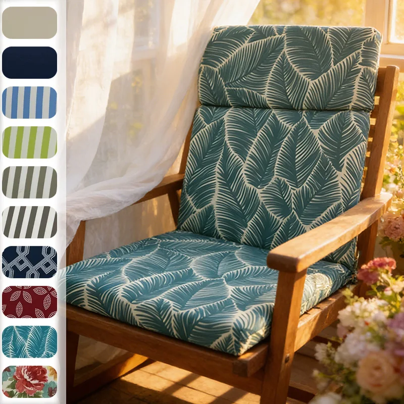 Indoor Outdoor High Back All-in-One Chair Cushion Oxford Cloth Sponge UV Waterproof With Fixed Ties For Patio Office Dining Use