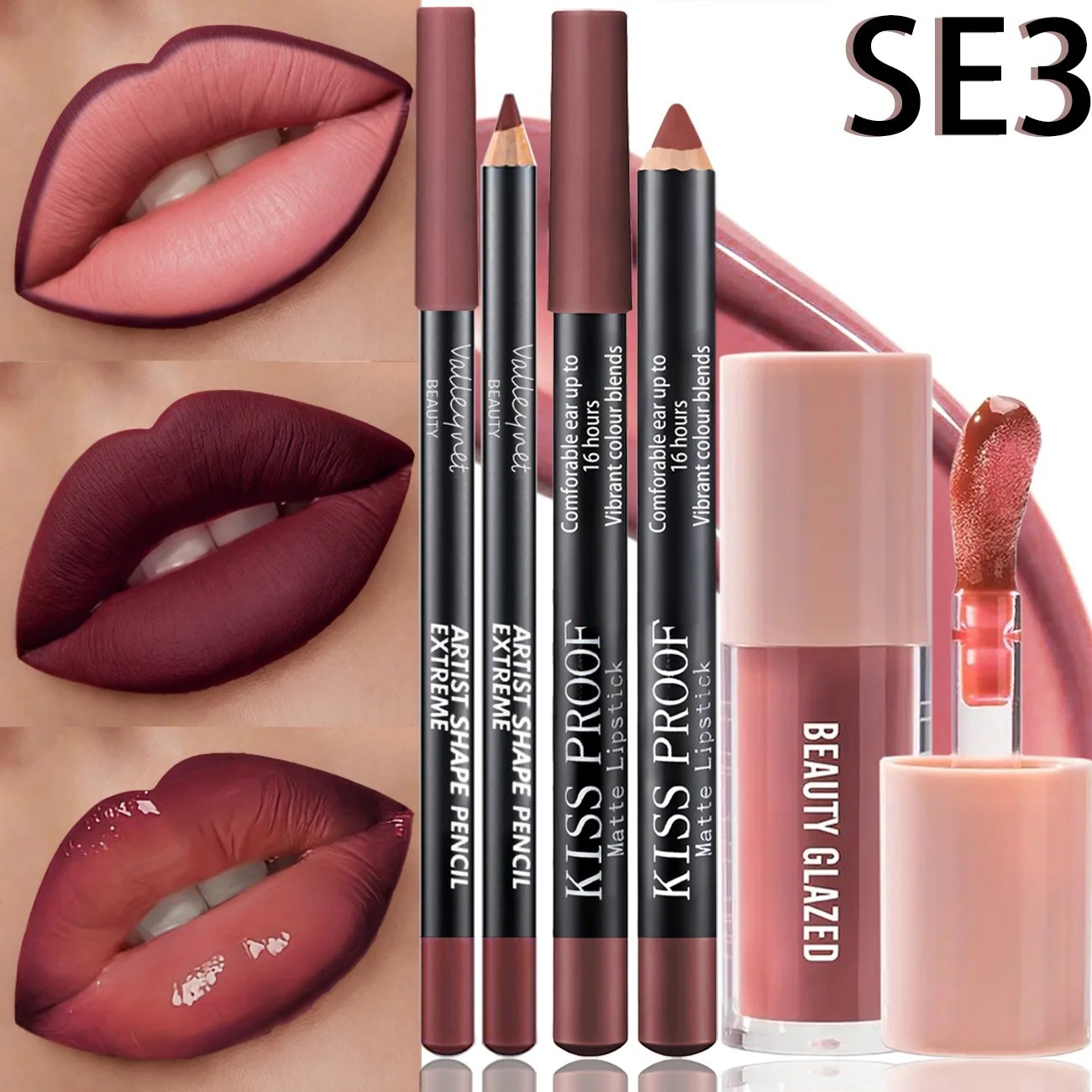 3 قطعة/المجموعة ماكياج الشفاه مجموعة طويلة الأمد للماء الشفاه بطانة ماتي أحمر الشفاه + ترطيب ملمع الشفاه الشفاه كومبو مجموعة ماكياج الشفاه #5