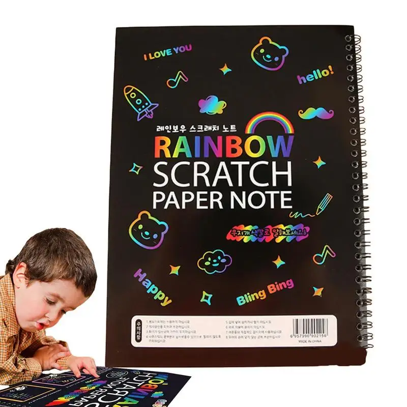 

Scratch Paper Art Set 10 Sheets Black Scratch Paper Rainbow Art Paper DIY Handmade Scratch Paper Color Drawing Book For Children