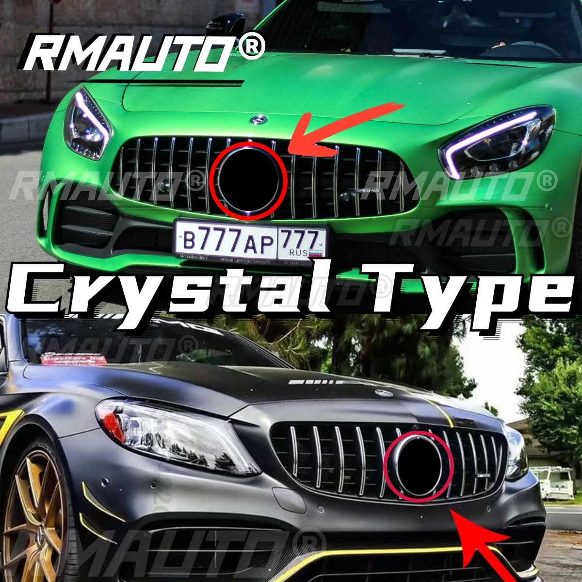 Crystal Type Car Front Logo Middle Emblem Grille Badge for Mercedes Benz W204 W205 W212 W213 a B C E S Class CLA GLA GLC GLE GLS