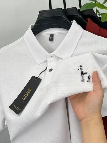 자세히 둘러보기 100% 순면 남성 반팔 폴로 셔츠 여름 트렌드 브랜드 동물 자수 부드럽고 편안한 통기 신상 패션 티셔츠