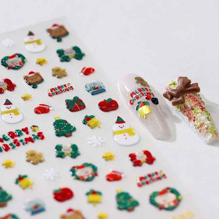 Christmas Tree Apple Snowman Star Bear Crystal Ball Rabbit Santa Claus Snowflake Xmas Jelly Nail Art Sticker Manicure Tool Decal