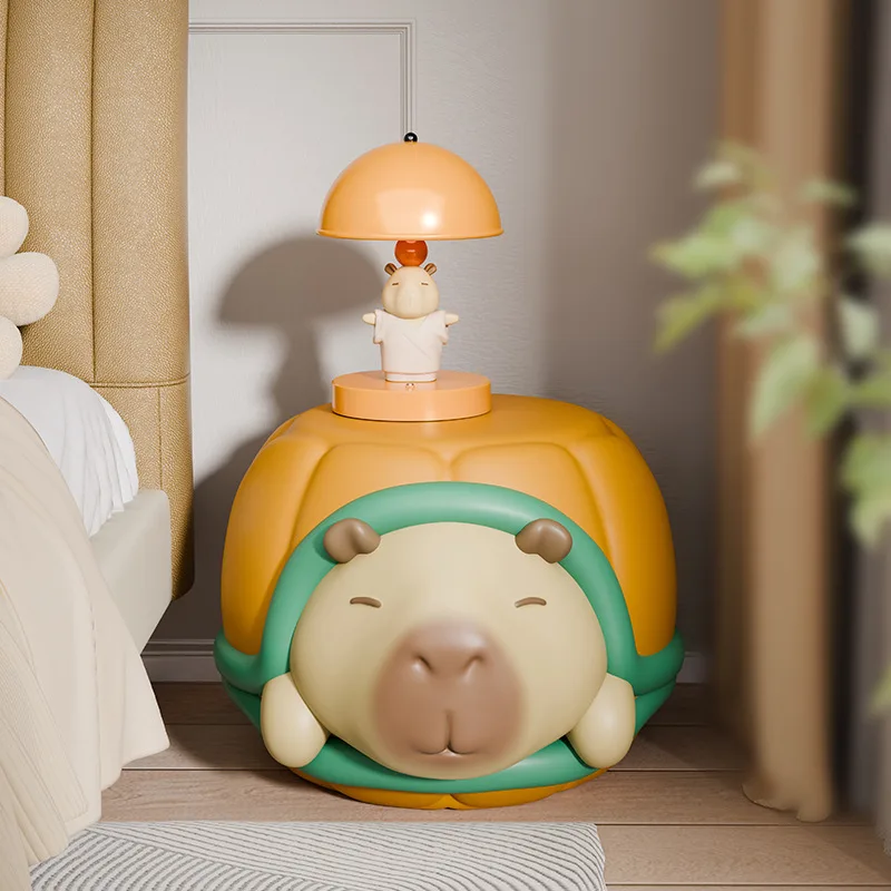 مقعد تغيير الأحذية كابيبارا على شكل سلحفاة كرتونية إبداعية، عدد قليل من الأسرة بجانب الأريكة لتخزين الهدايا المتحركة للمنزل الجديد #2