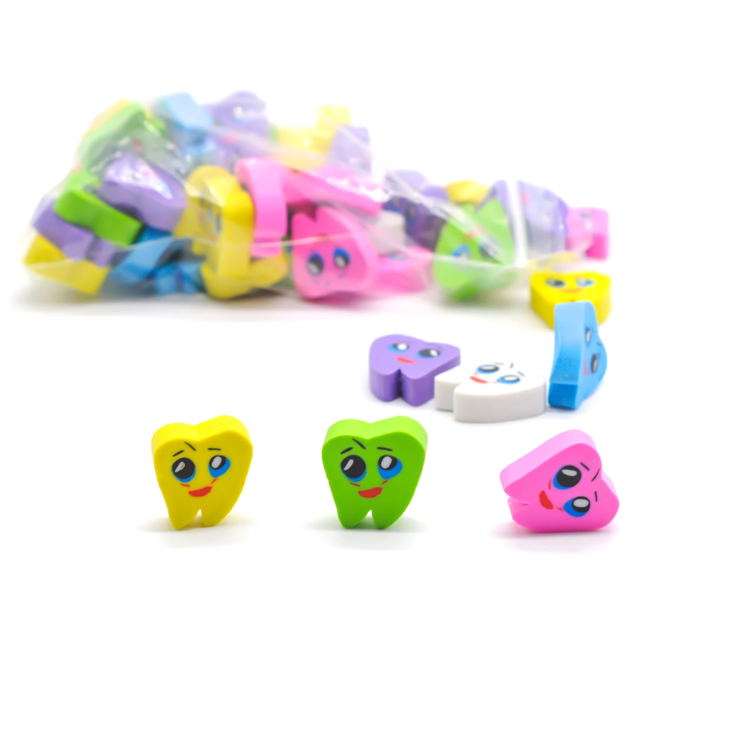 50Pcs/Bag Dental Clinic Molar Shaped Tooth Rubber Erasers Dentist School Great Lovely Gift For Kids